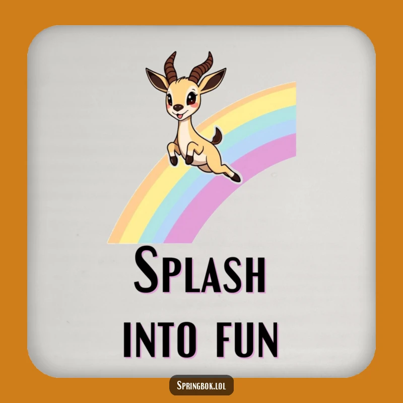 Funny Springbok Rainbow Coaster: Whimsical Drink Protector, Lovely Funny Gift