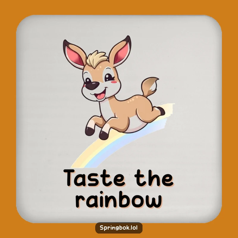 Funny Springbok Rainbow Coaster - Whimsical Surface Protection Gift