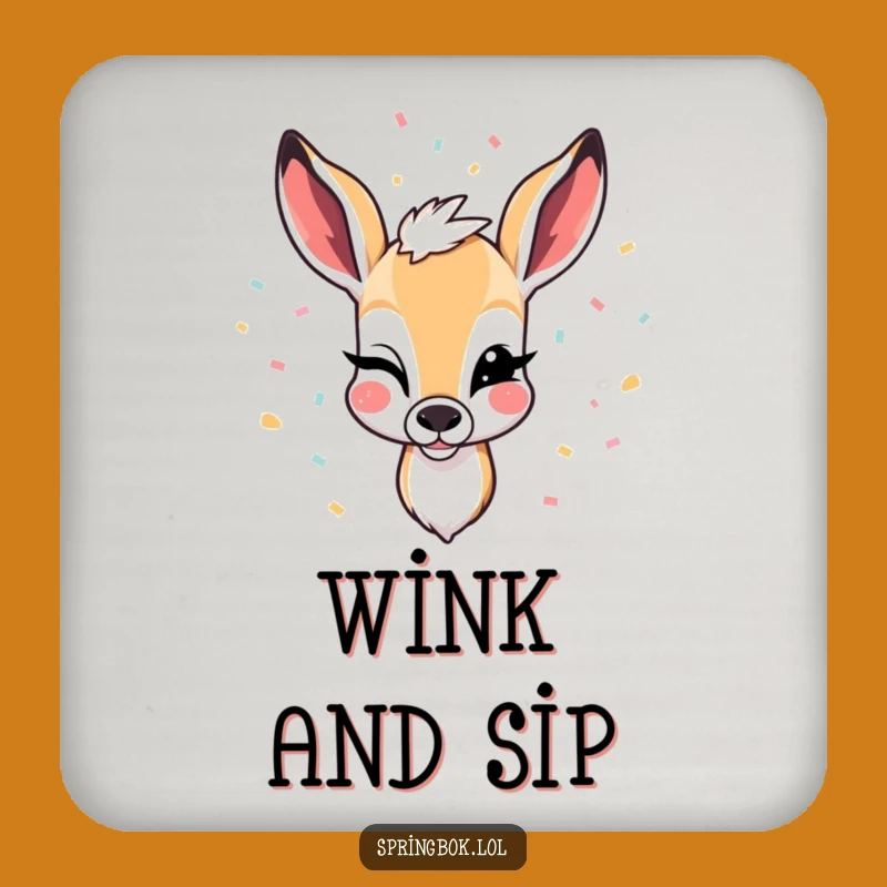 Funny Winking Springbok Coaster Set: Protect Surfaces with Festive Flair