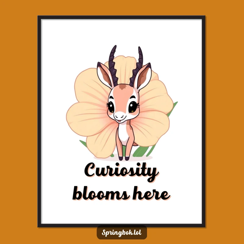 Funny Springbok Flower Art Poster: Hilarious Wall Decor for Nature Lovers and Springbok Fans
