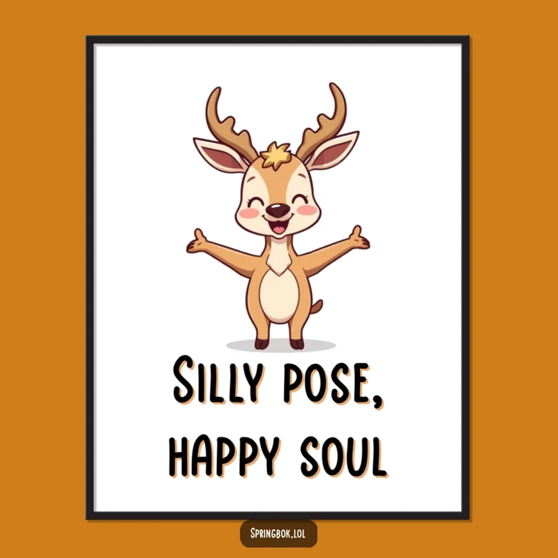 Funny Antelope Silly Pose Poster - Joyful Wall Art for Your Space