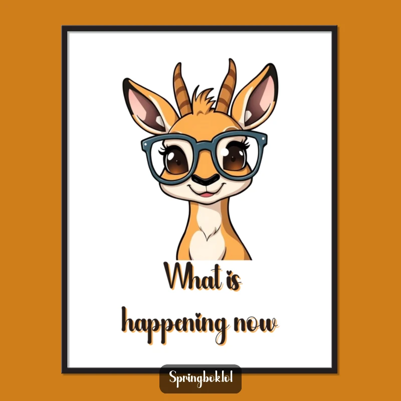 Funny Bewildered Springbok Poster: Whimsical Wall Art for a Humorous Home