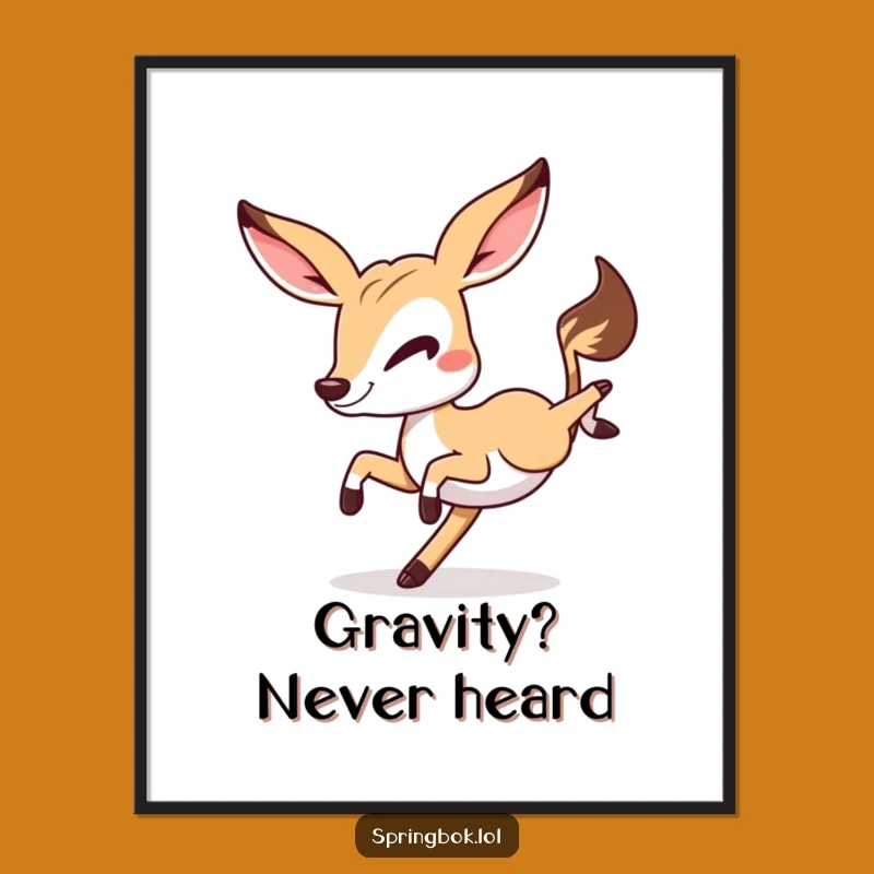 Funny Springbok Cartwheel Poster: Hilarious Winking Antelope Wall Art Gift