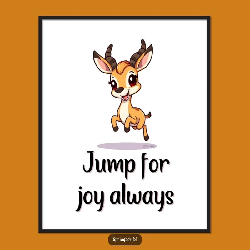 Funny Springbok Hopping Grin Poster - Joyful Animal Wall Art