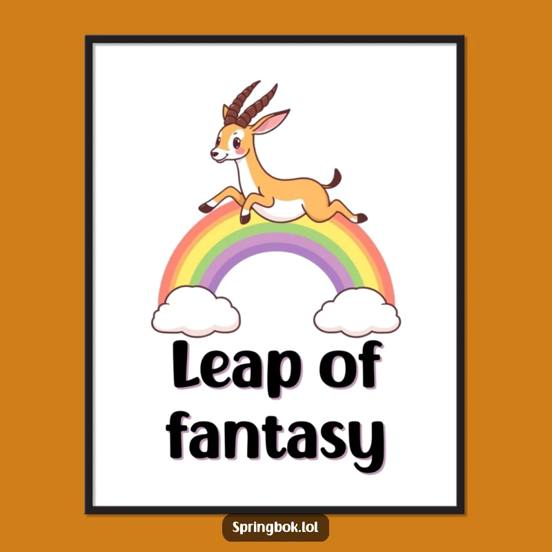 Funny Springbok Rainbow Poster: Bring Joyful Whimsy to Your Walls