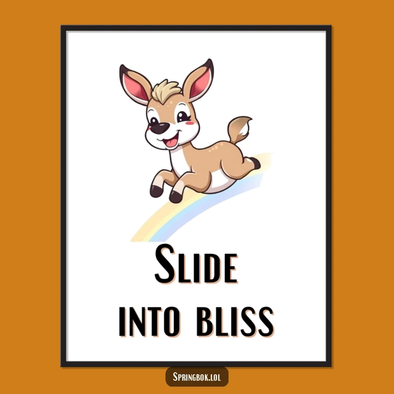 Funny Springbok Rainbow Poster - Whimsical Slide Art Gift