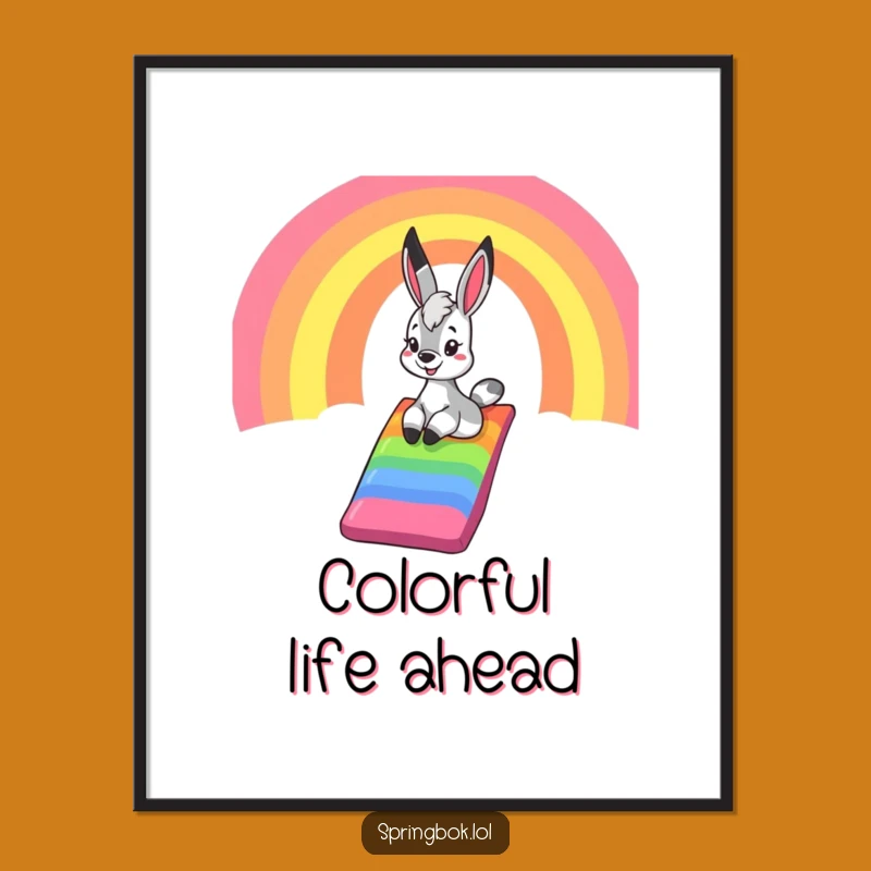 Funny Springbok Rainbow Slide Poster: Vibrant Art for a Cheerful Home!
