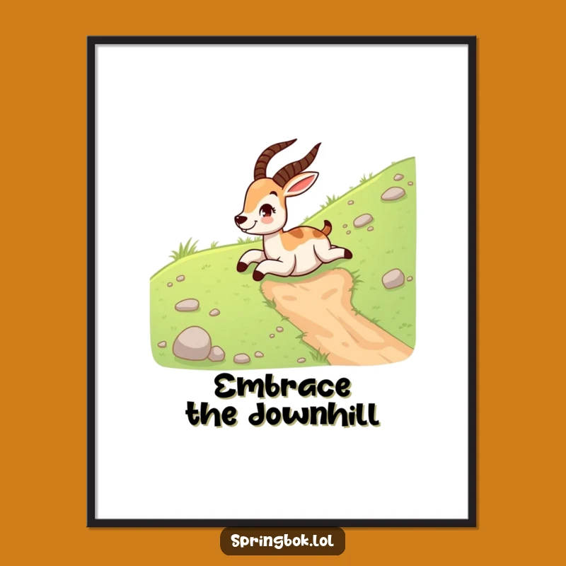 Funny Springbok Sliding Art Poster: Hilarious Wall Decor Capturing Pure Joy and Movement