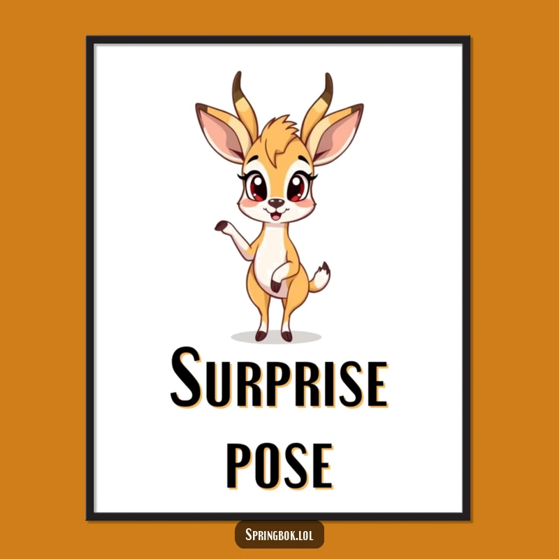 Funny Surprised Springbok Poster: Decorate with a Shocking Twist