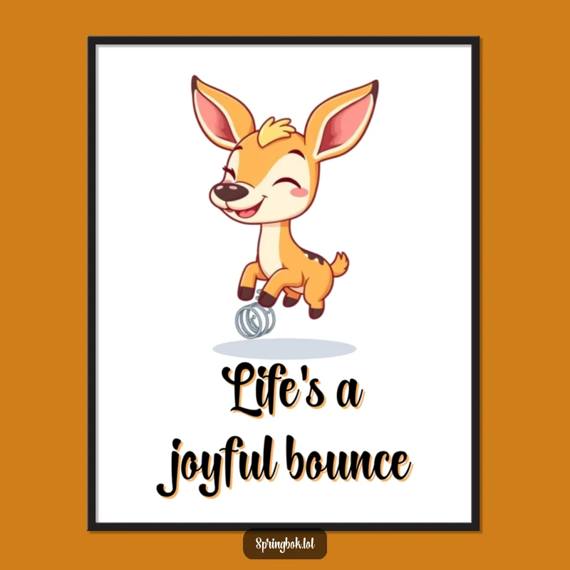 Funny Springbok Spring Poster: Grinning Bounce Art, Premium Funny Decor Gift