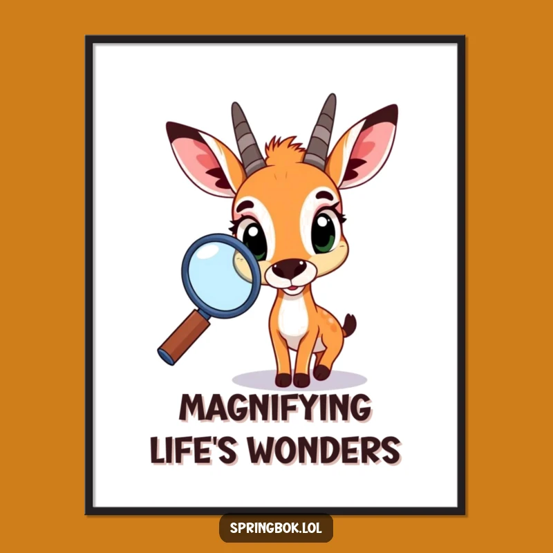 Funny Springbok Magnifying Glass Poster: Quirky Art for Your Wall!