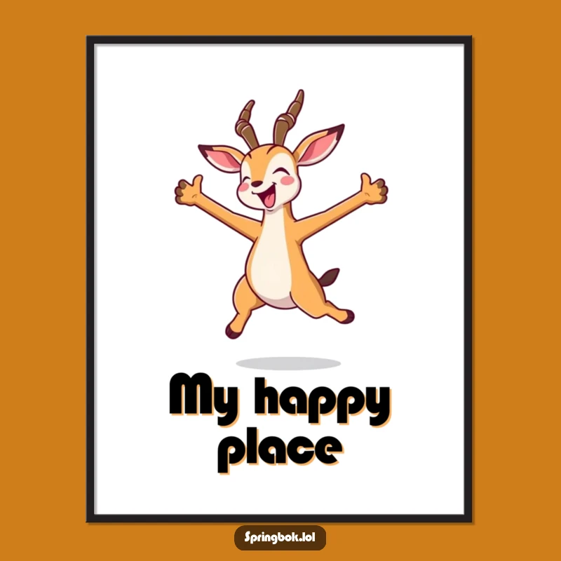 Funny Kawaii Springbok Jump Poster - Joyful Springbok's Energetic Wall Art