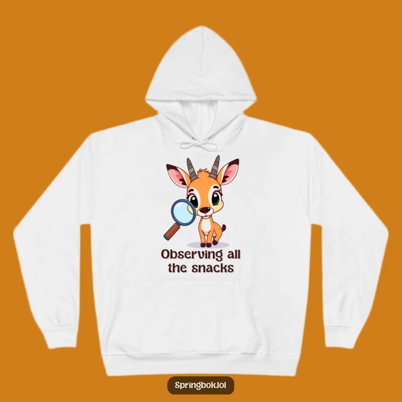 Cozy Funny Springbok Magnifying Glass Hoodie: Warmth & Whimsical Humor Gift!