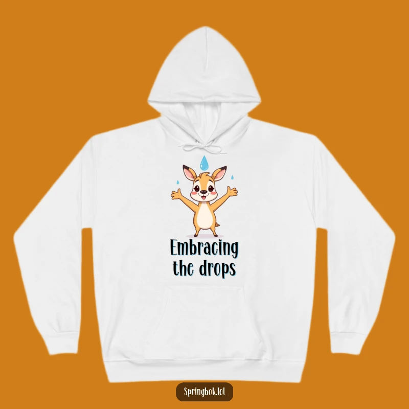 Funny Springbok Cozy Hoodie: Happy Raindrop Catch Gift