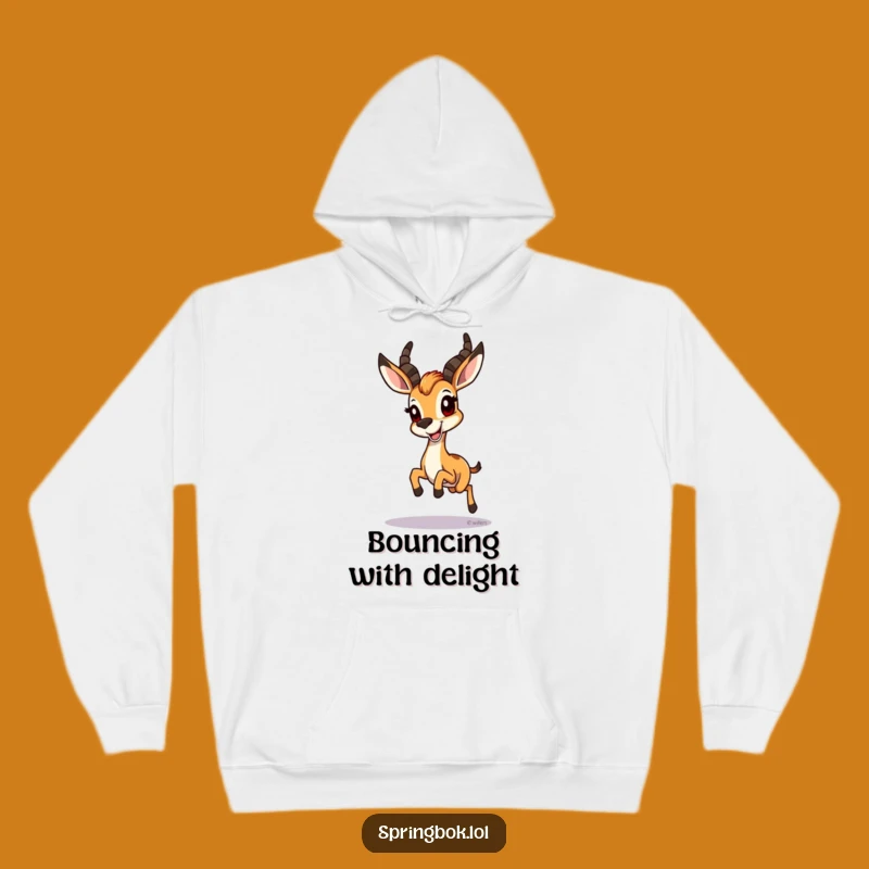 Funny Springbok Hopping Grin Hoodie - Cozy Cheerful Animal Wear