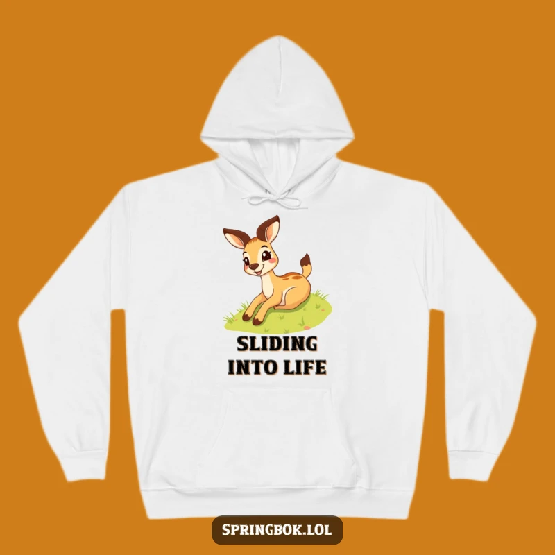 Funny Springbok Hill Slide Hoodie - Cozy Springbok's Grinning Sweatshirt Adventure