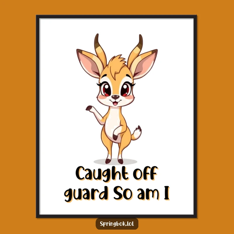 Funny Free Printable Wall Art: Surprised Springbok for a Quirky Touch!