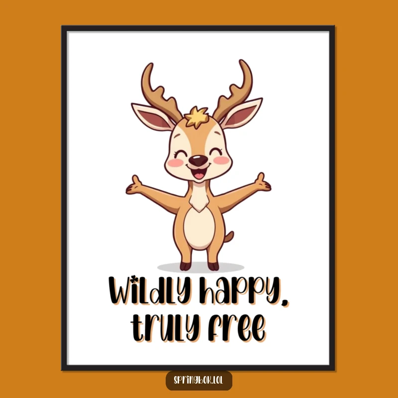 Free Printable Antelope Wall Art: Joyful Silly Pose Downloadable Decor