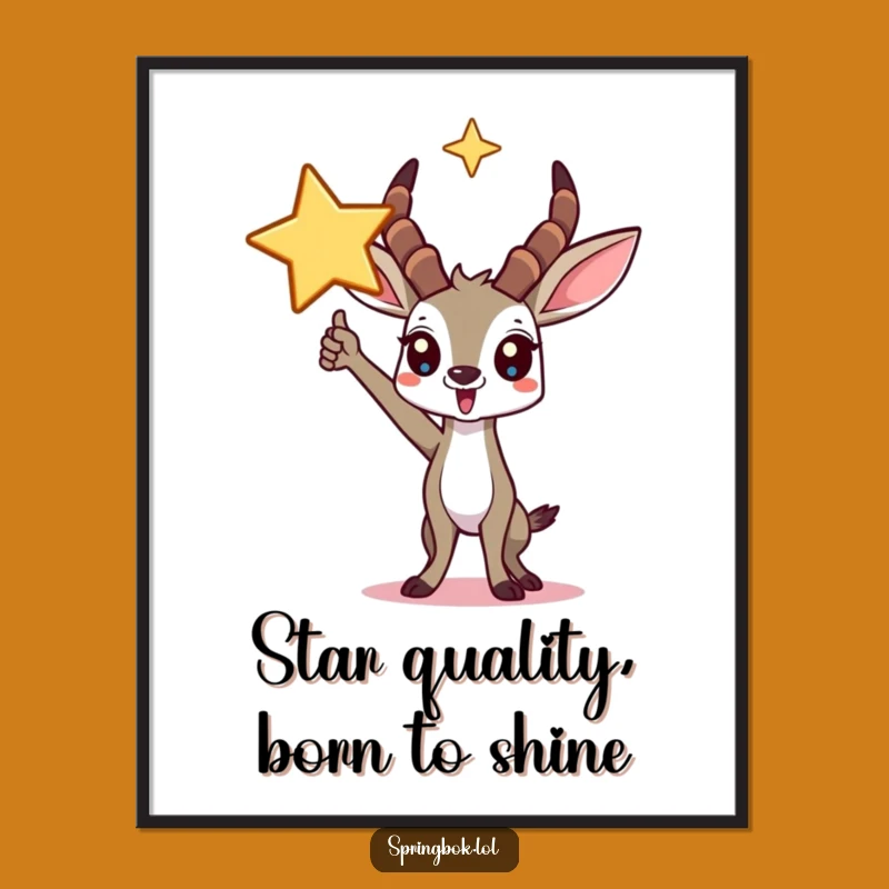 Free Printable Funny Springbok Wall Art: Triumphant Star Downloadable Decor Gift