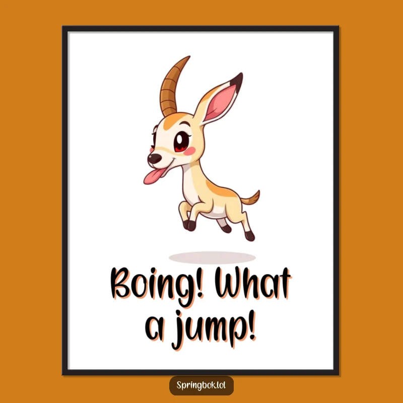 Free Printable Wall Art: Energetic Springbok Tongue Out - Whimsical Downloadable Decor