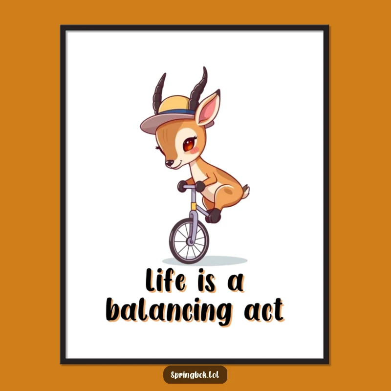 Free Printable Wall Art: Fun Springbok Unicyclist Art for a Hilarious Downloadable Gift!