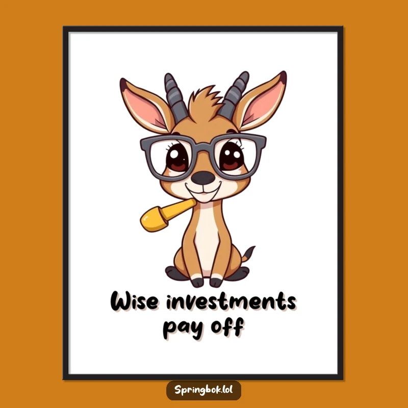Free Printable Wall Art: Funny Springbok in Glasses - Quirky Downloadable Decor