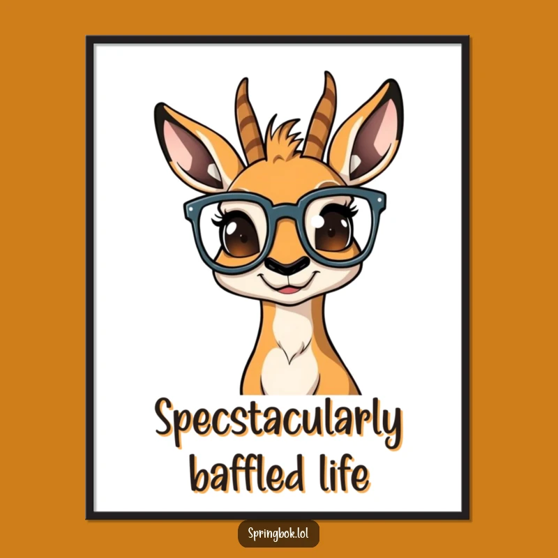 Funny Free Printable Wall Art: Bewildered Springbok Glasses Quirky Downloadable Decor