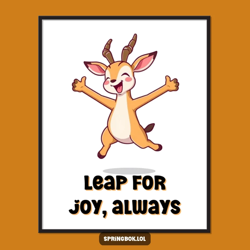 Free Printable Kawaii Springbok Wall Art: Joyful Jump for Funny Downloadable Decor