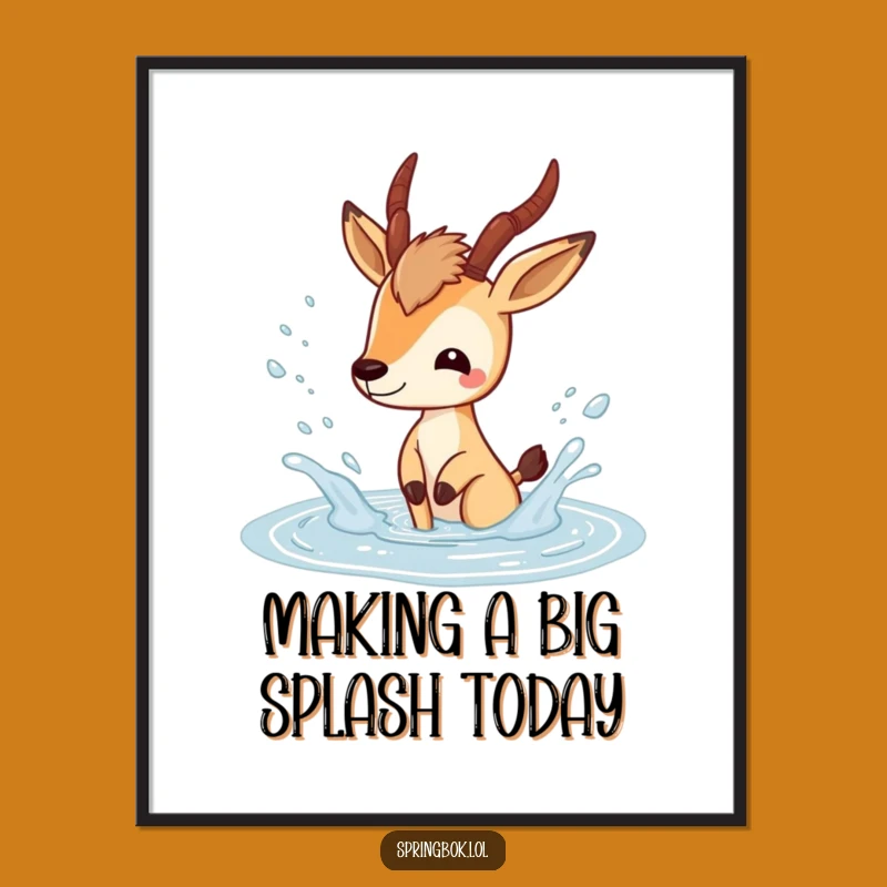 Funny Free Printable Springbok Wall Art - Puddle Splash Decor, Downloadable Joy!