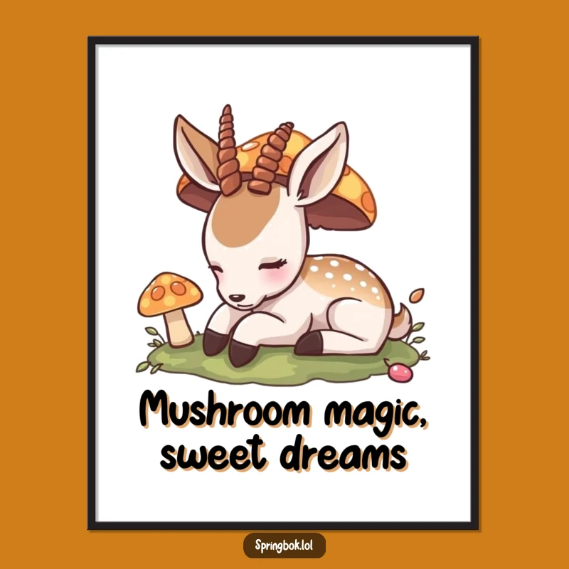 Free Printable Wall Art: Napping Antelope Mushroom Downloadable Art