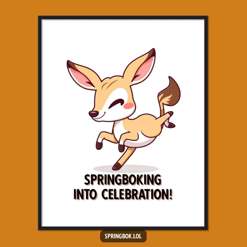Funny Free Printable Wall Art: Mischievous Springbok Cartwheel - Quirky Downloadable Decor