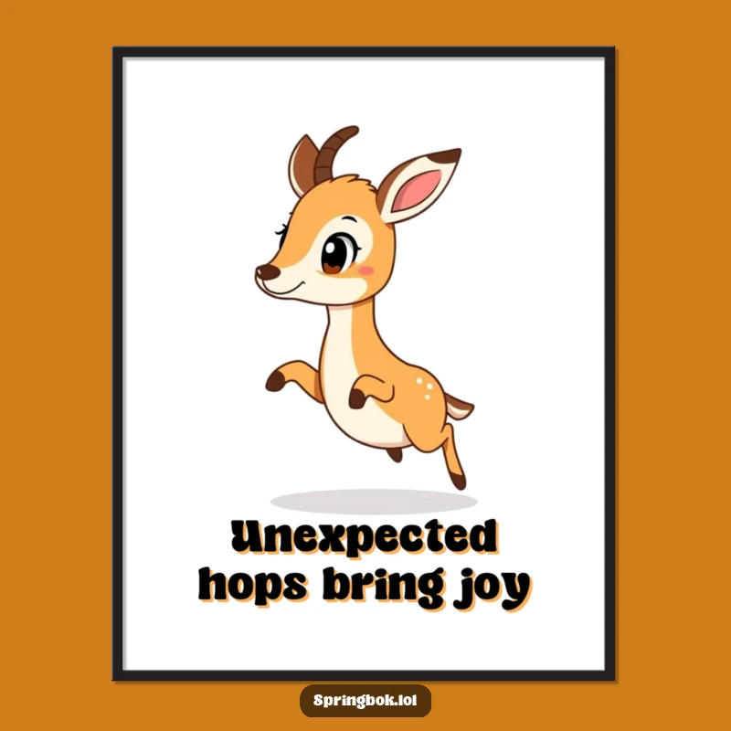 Funny Free Printable Wall Art: Surprised Hop Springbok Quirky Downloadable Decor