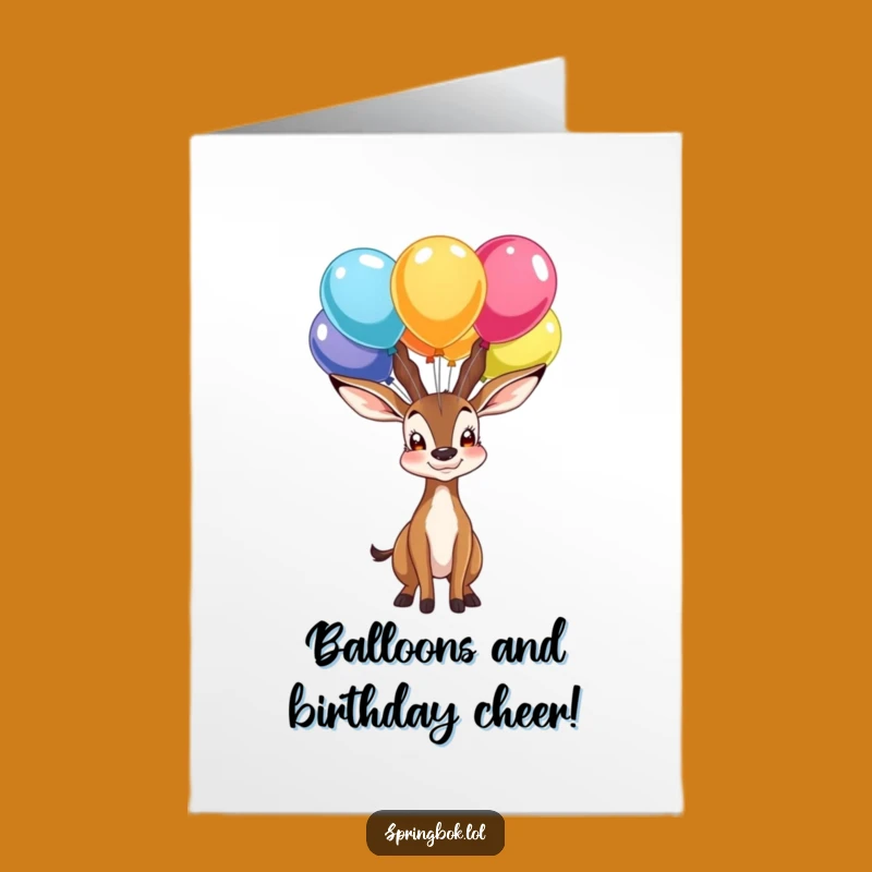 Free Printable Birthday Card: Proud Springbok Balloons Downloadable Gift