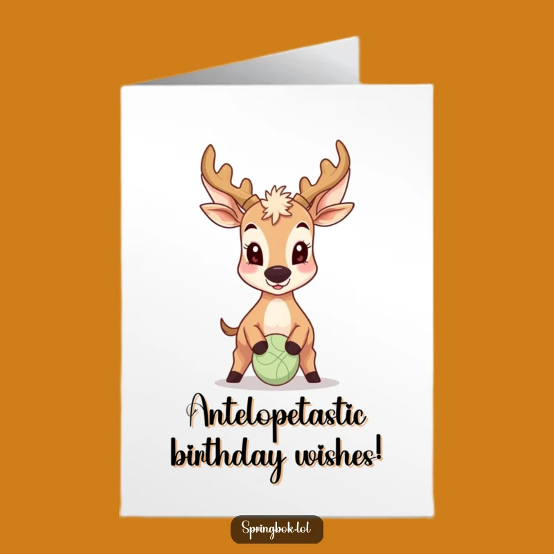 Free Printable Antelope Birthday Card: Funny Jumping Ball Nose Design for Laughs