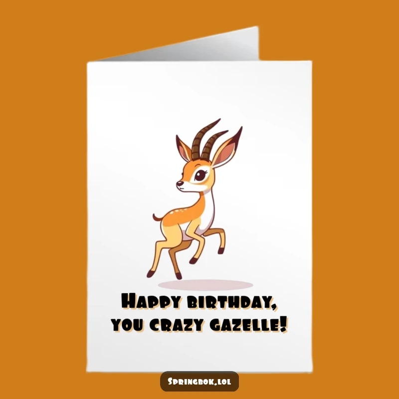 Free Printable Funny Birthday Card: Springbok Chasing Shadow for Playful Wishes!