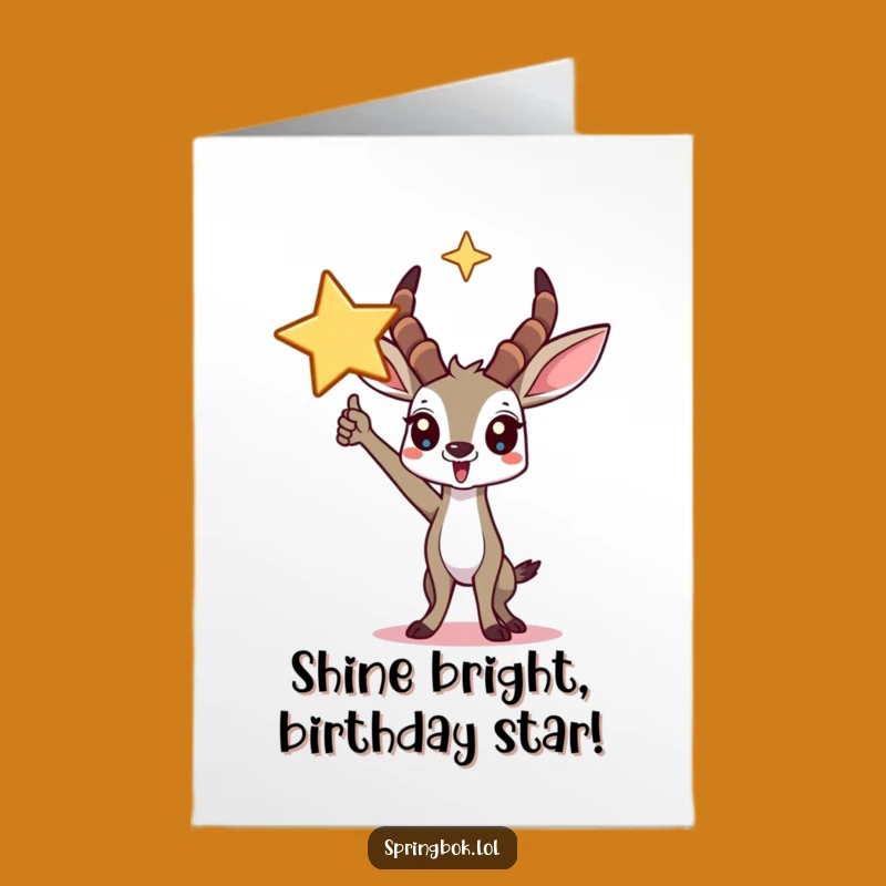 Free Printable Funny Springbok Birthday Card: Star Power Downloadable Gift