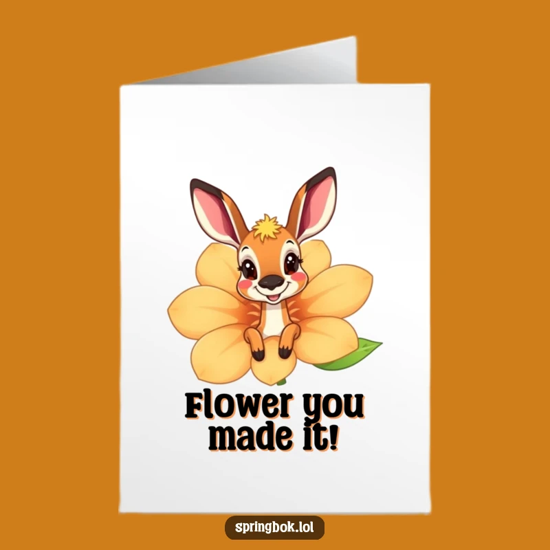 Free Printable Springbok Birthday Card: Funny Peeking Flower Design for a Hilarious Downloadable Gift