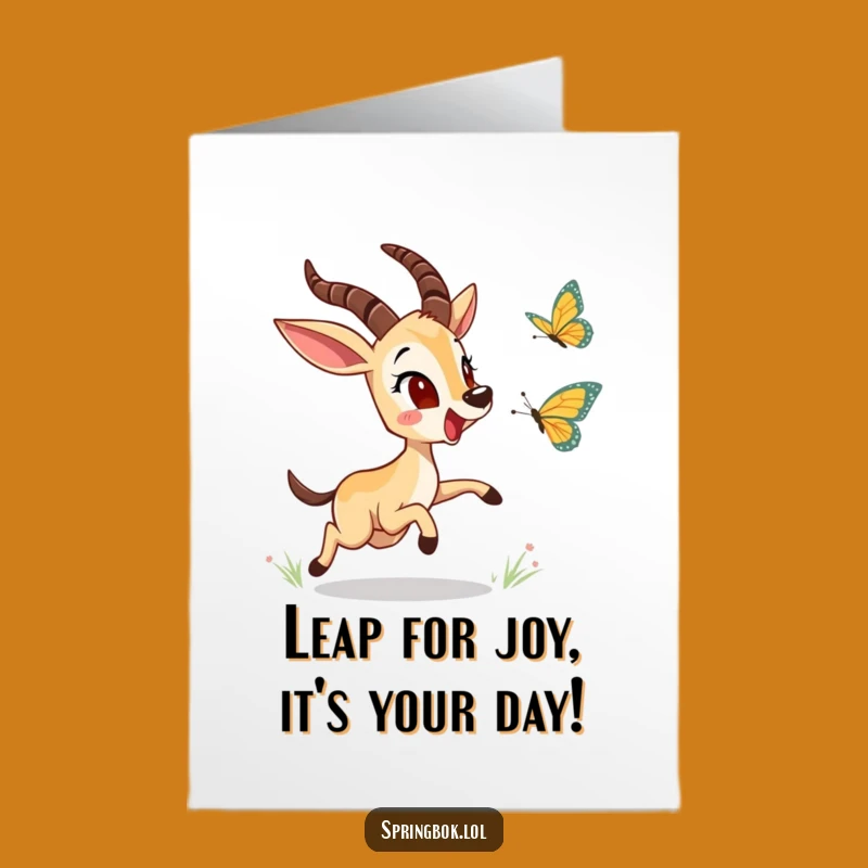 Free Printable Springbok Butterfly Chase Birthday Card - Funny Downloadable Gift