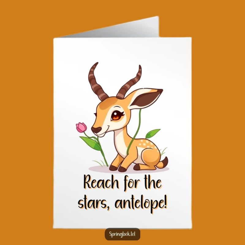 Funny Springbok Reach Free Printable Birthday Card: Hilarious Animal Downloadable Gift