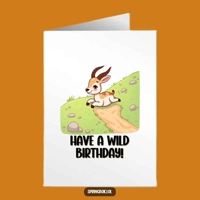 Free Printable Birthday Card: Giggling Springbok Slide, Funny Downloadable Celebration Gift