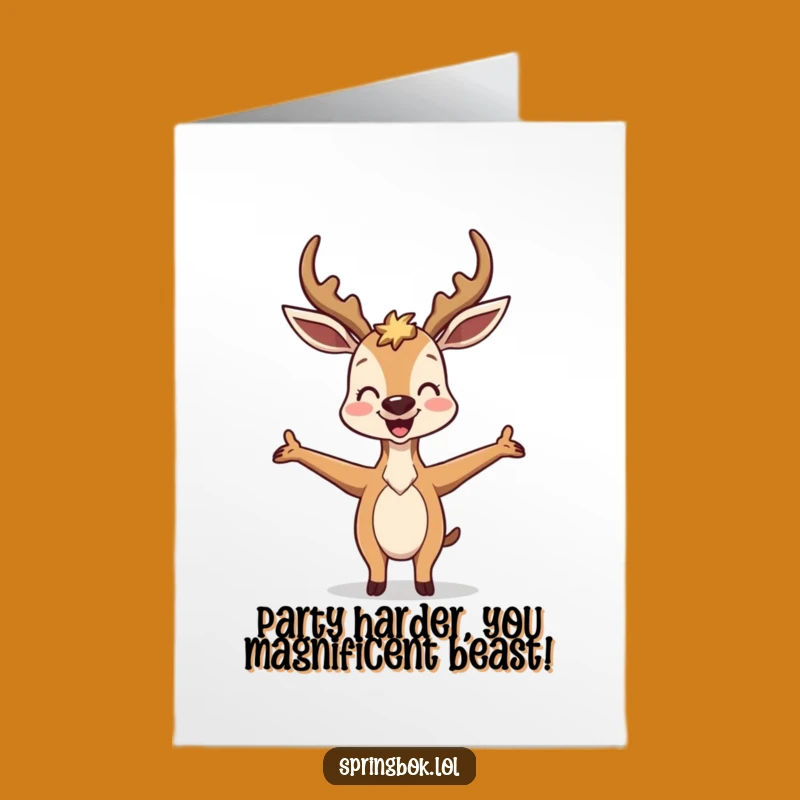 Free Printable Antelope Birthday Card: Joyful Silly Pose for a Hilarious Celebration