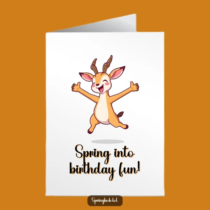 Free Printable Kawaii Springbok Birthday Card: Joyful Jump for a Funny Downloadable Gift