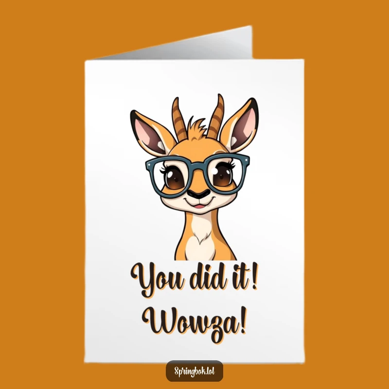 Free Printable Congrats Card: Bewildered Springbok Glasses Funny Downloadable Gift