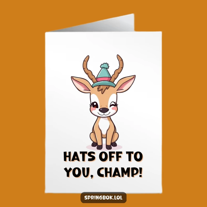 Free Printable Congrats Card: Playful Antelope Winking Celebration