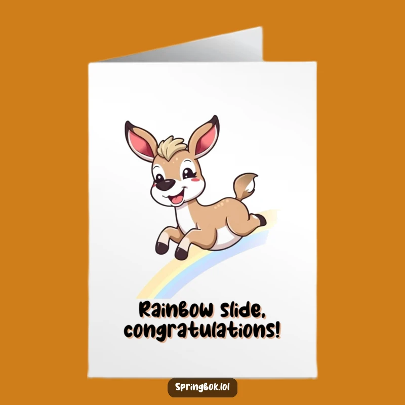 Free Printable Congratulations Card: Springbok Rainbow Success Funny Downloadable
