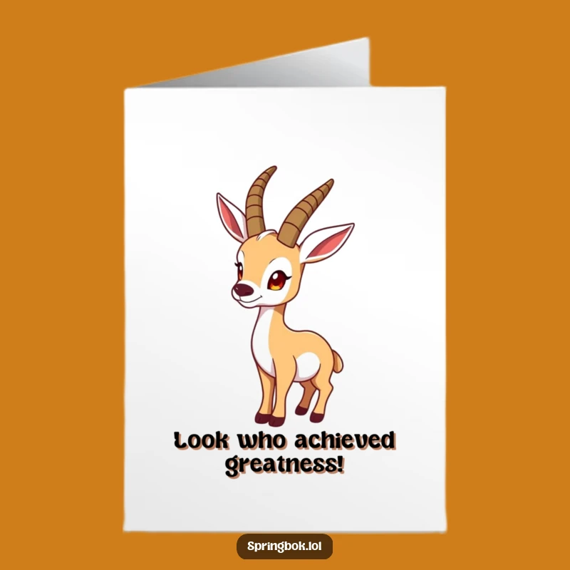 Free Printable Funny Congrats Card: Springbok Pose for Your Success!