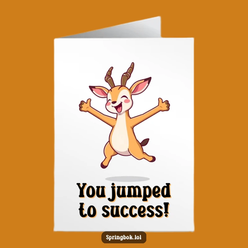 Free Printable Kawaii Springbok Congrats Card: Joyful Jump for a Funny Downloadable Gift