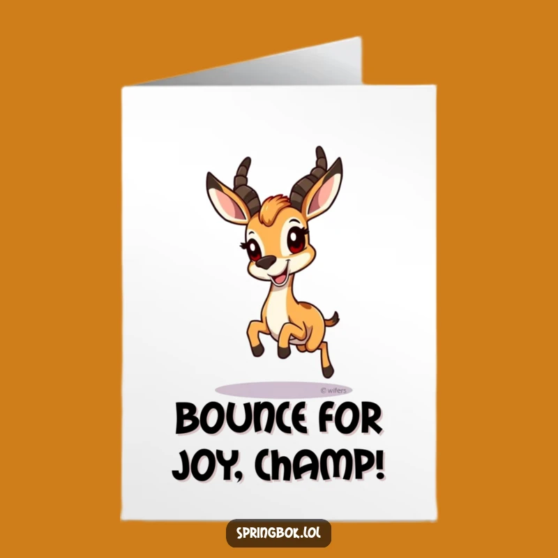 Springbok Celebration Hop Free Printable Congrats Card: Funny Animal Downloadable Gift