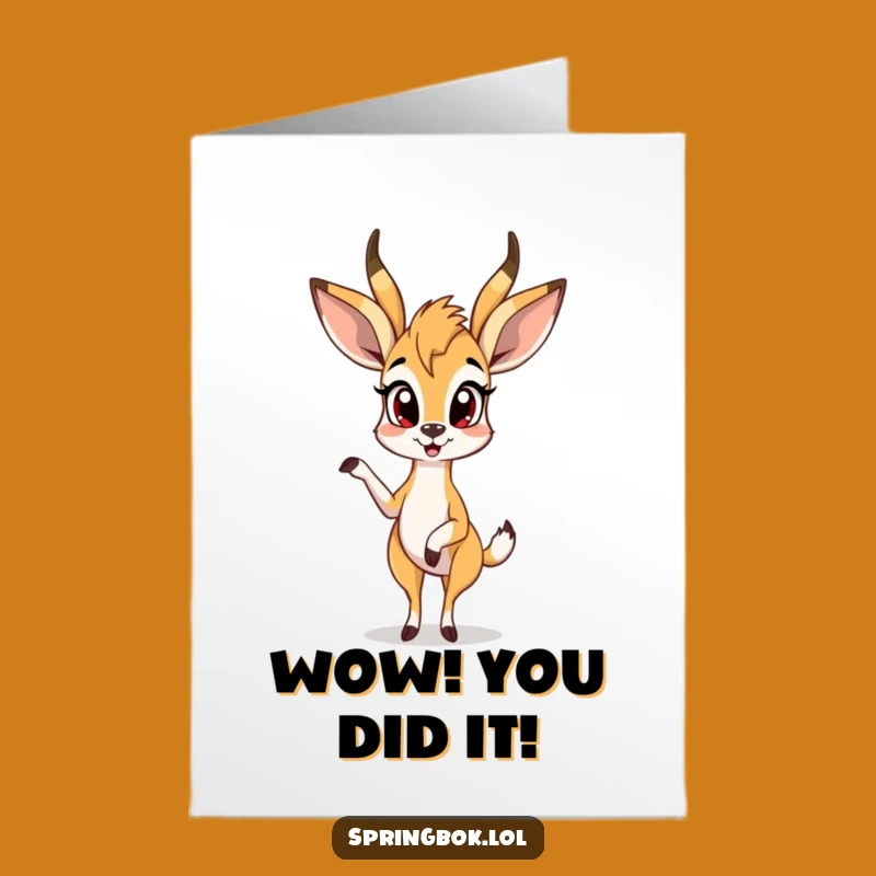Free Printable Funny Congrats Card: Surprised Springbok for Your Big News!