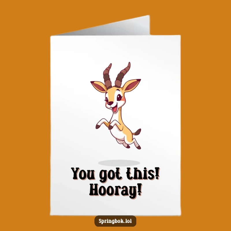 Free Printable Funny Congrats Card: Springbok Celebration Leap, Humorous Downloadable for Achievements